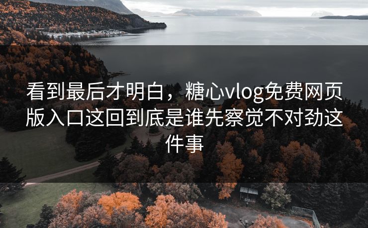 看到最后才明白，糖心vlog免费网页版入口这回到底是谁先察觉不对劲这件事