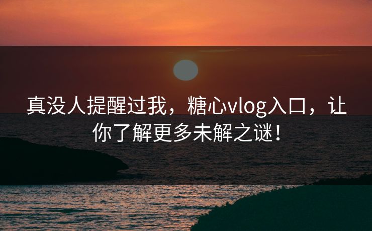 真没人提醒过我，糖心vlog入口，让你了解更多未解之谜！