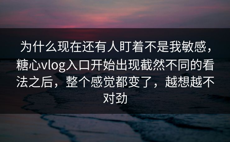 为什么现在还有人盯着不是我敏感，糖心vlog入口开始出现截然不同的看法之后，整个感觉都变了，越想越不对劲