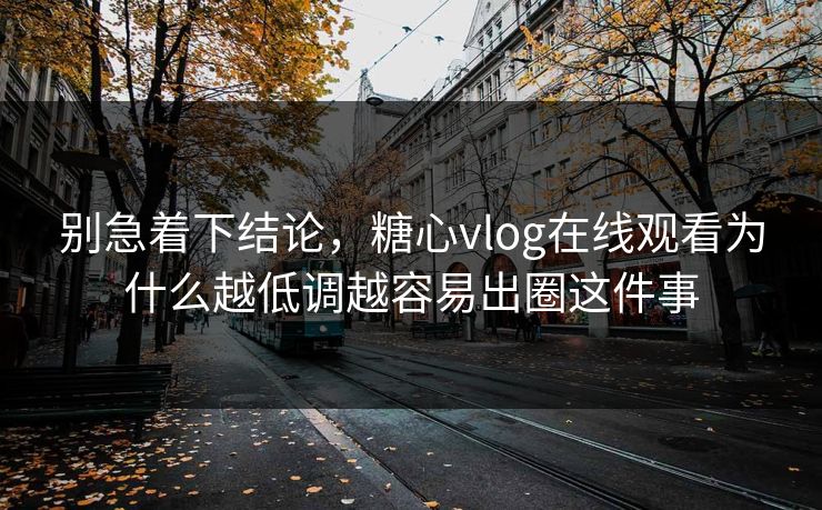 别急着下结论，糖心vlog在线观看为什么越低调越容易出圈这件事