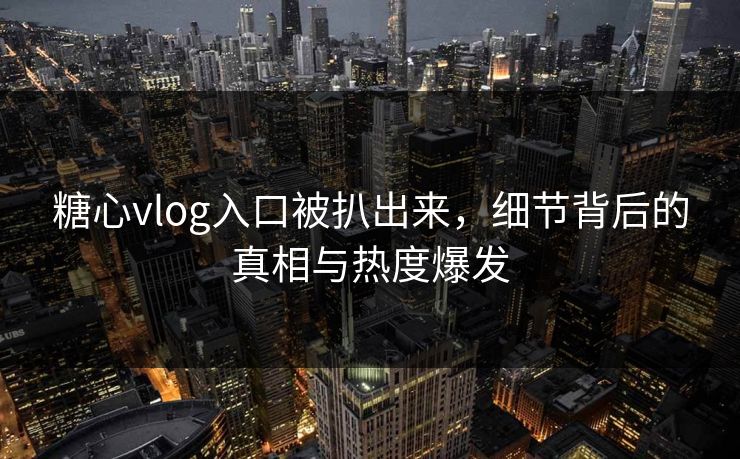 糖心vlog入口被扒出来，细节背后的真相与热度爆发