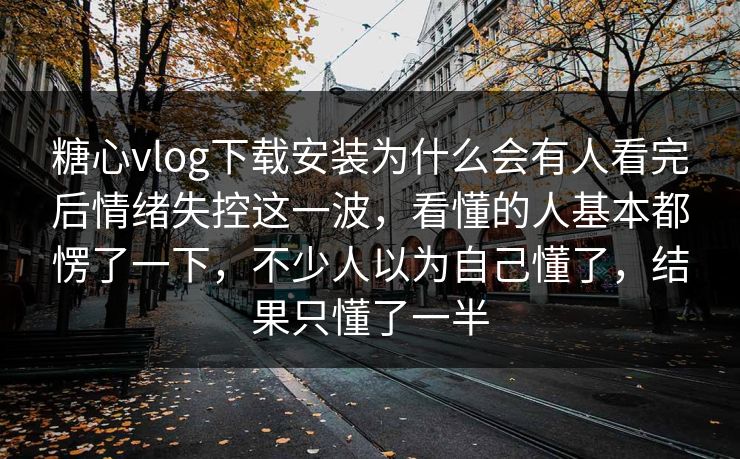 糖心vlog下载安装为什么会有人看完后情绪失控这一波，看懂的人基本都愣了一下，不少人以为自己懂了，结果只懂了一半
