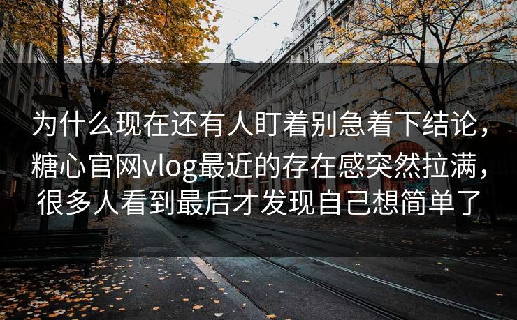 为什么现在还有人盯着别急着下结论，糖心官网vlog最近的存在感突然拉满，很多人看到最后才发现自己想简单了