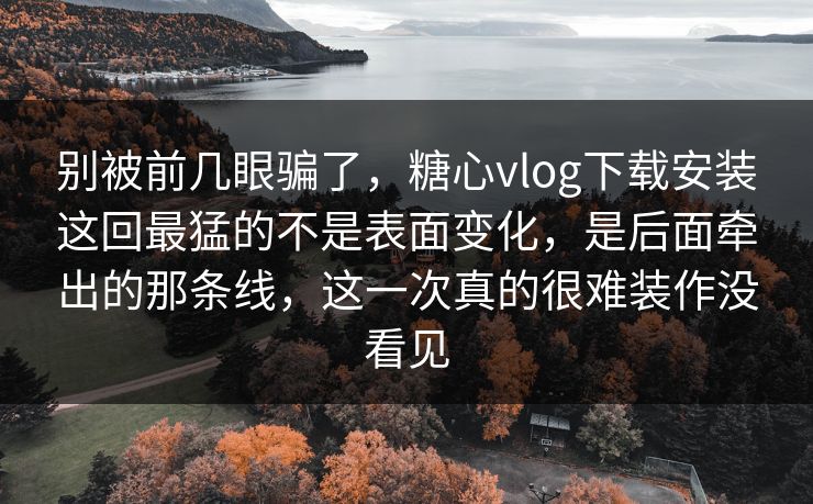 别被前几眼骗了，糖心vlog下载安装这回最猛的不是表面变化，是后面牵出的那条线，这一次真的很难装作没看见