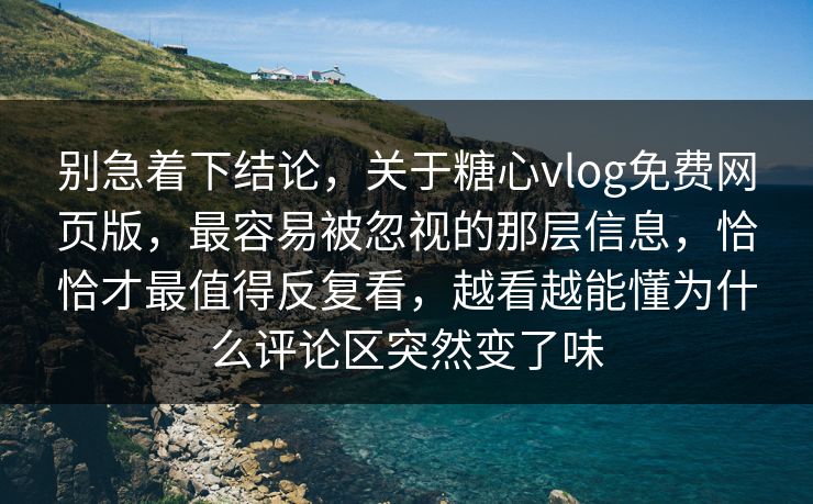 别急着下结论，关于糖心vlog免费网页版，最容易被忽视的那层信息，恰恰才最值得反复看，越看越能懂为什么评论区突然变了味