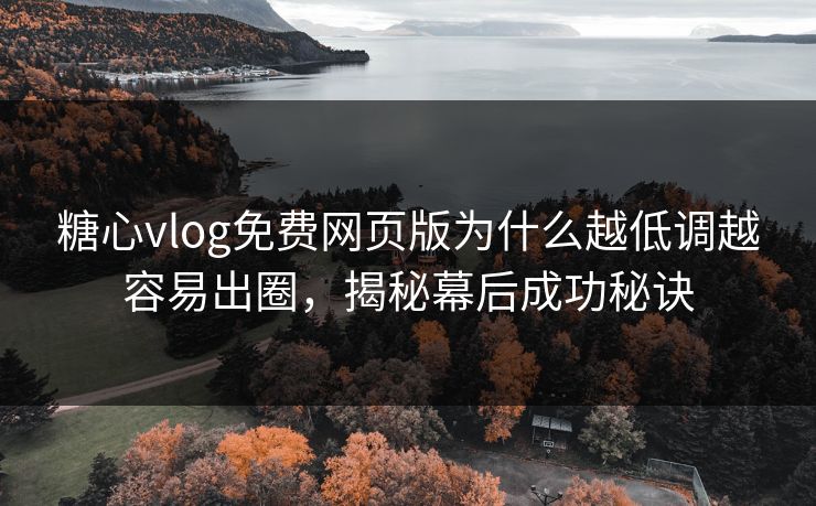 糖心vlog免费网页版为什么越低调越容易出圈，揭秘幕后成功秘诀