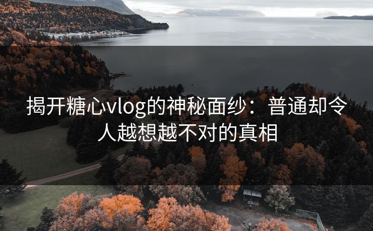 揭开糖心vlog的神秘面纱：普通却令人越想越不对的真相