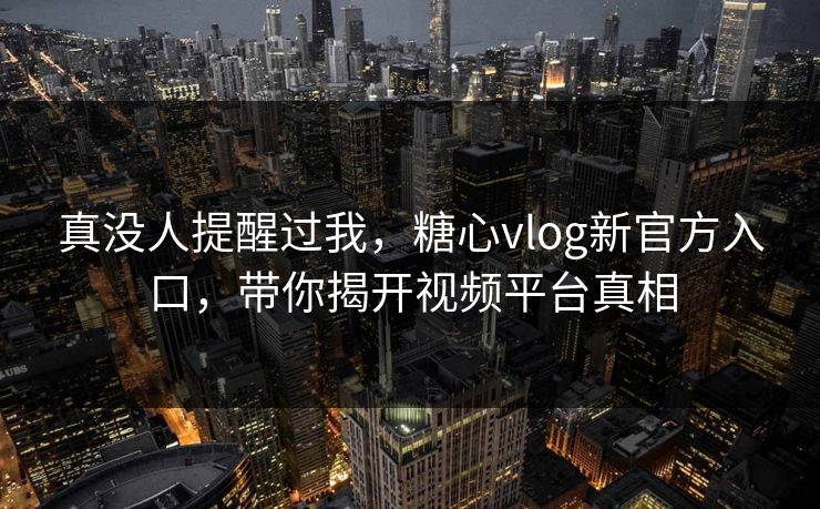 真没人提醒过我，糖心vlog新官方入口，带你揭开视频平台真相