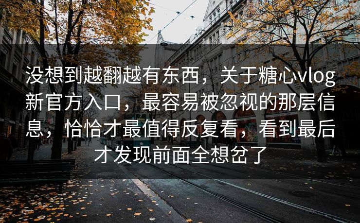 没想到越翻越有东西，关于糖心vlog新官方入口，最容易被忽视的那层信息，恰恰才最值得反复看，看到最后才发现前面全想岔了
