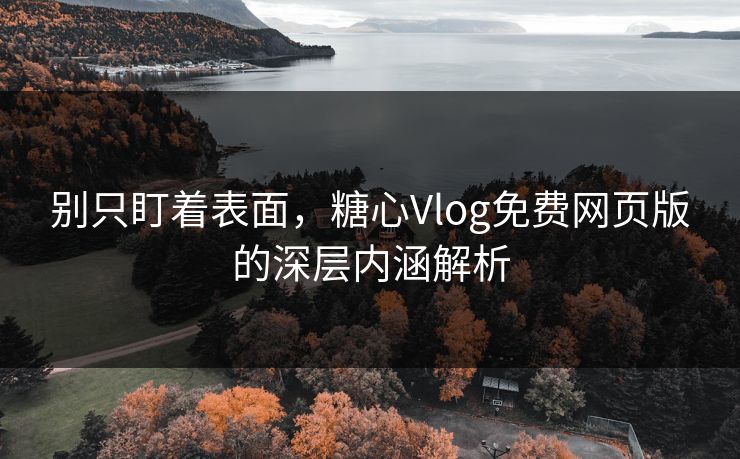 别只盯着表面，糖心Vlog免费网页版的深层内涵解析