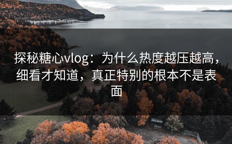探秘糖心vlog：为什么热度越压越高，细看才知道，真正特别的根本不是表面