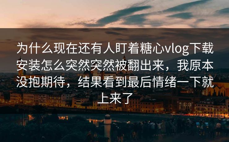 为什么现在还有人盯着糖心vlog下载安装怎么突然突然被翻出来，我原本没抱期待，结果看到最后情绪一下就上来了